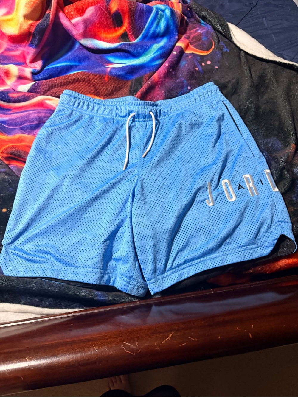Jordan Men's Sky Blue Mesh Athletic Shorts with Drawstring